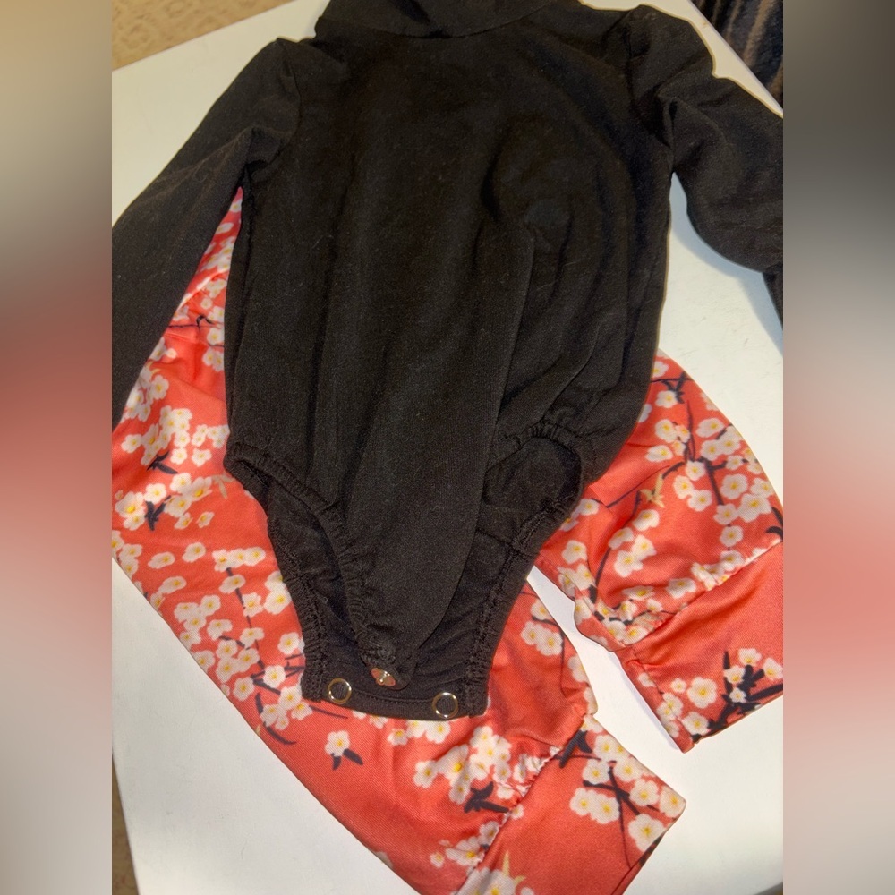 Baileys Blossom Black Bodysuit with Floral Pants